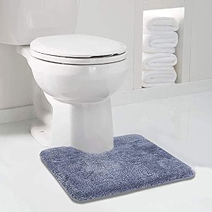 walensee bathroom contour rug 20x24 blue non slip bath mat for bathroom water absorbent soft microfiber shaggy bathroom mat machine washable bath rug for bathroom u shape toilet rug