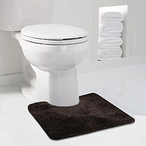 walensee bathroom contour rug 20x24 brown basket non slip bath mat for bathroom water absorbent soft microfiber shaggy bathroom mat machine washable bath rug for bathroom u shape toilet rug