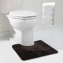 Walensee Bathroom Contour Rug (20x24, Brown Basket) Non Slip Bath Mat for Bathroom Water Absorbent Soft Microfiber Shaggy Bathroom Mat Machine Washable Bath Rug for Bathroom U Shape Toilet Rug