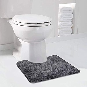 walensee bathroom contour rug 20x24 dark grey non slip bath mat for bathroom water absorbent soft microfiber shaggy bathroom mat machine washable bath rug for bathroom u shape toilet rug