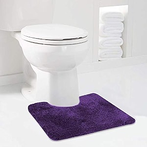 walensee bathroom contour rug 20x24 dark purple non slip bath mat for bathroom water absorbent soft microfiber shaggy bathroom mat machine washable bath rug for bathroom u shape toilet rug