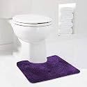 Walensee Bathroom Contour Rug (20x24, Dark Purple) Non Slip Bath Mat for Bathroom Water Absorbent Soft Microfiber Shaggy Bathroom Mat Machine Washable Bath Rug for Bathroom U Shape Toilet Rug