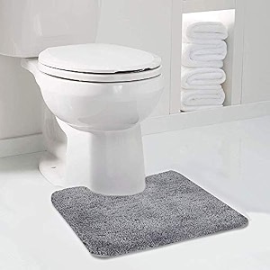 walensee bathroom contour rug 20x24 grey non slip bath mat for bathroom water absorbent soft microfiber shaggy bathroom mat machine washable bath rug for bathroom u shape toilet rug
