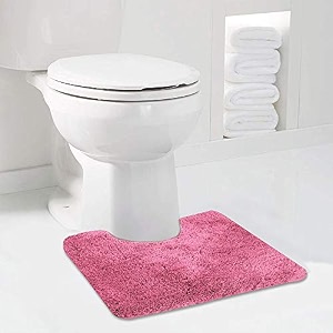 walensee bathroom contour rug 20x24 hot pink non slip bath mat for bathroom water absorbent soft microfiber shaggy bathroom mat machine washable bath rug for bathroom u shape toilet rug