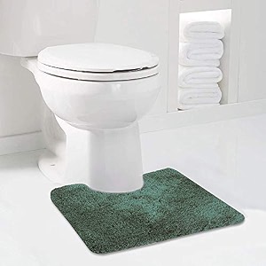 walensee bath mat 20x24 hunter green non slip water absorbent soft microfiber shaggy bathroom mat for bathroom u shape toilet rug