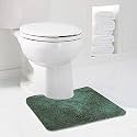 Walensee Bath Mat (20x24, Hunter Green) Non Slip, Water Absorbent, Soft Microfiber Shaggy Bathroom Mat for Bathroom, U Shape Toilet Rug
