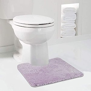 walensee bathroom contour rug 20x24 lavender non slip bath mat for bathroom water absorbent soft microfiber shaggy bathroom mat machine washable bath rug for bathroom u shape toilet rug