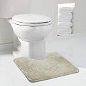 Walensee Bathroom Contour Rug (20x24, Light Tan) Non Slip Bath Mat for Bathroom Water Absorbent Soft Microfiber Shaggy Bathroom Mat Machine Washable Bath Rug for Bathroom U Shape Toilet Rug