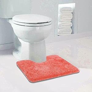 walensee bathroom contour rug 20x24 living coral non slip bath mat for bathroom water absorbent soft microfiber shaggy bathroom mat machine washable bath rug for bathroom u shape toilet rug