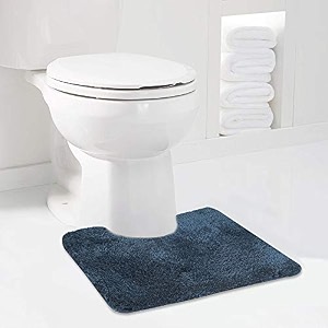 walensee bathroom contour rug 20x24 navy non slip bath mat for bathroom water absorbent soft microfiber shaggy bathroom mat machine washable bath rug for bathroom u shape toilet rug