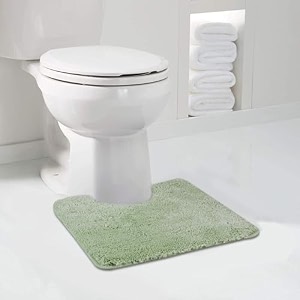 walensee bathroom contour rug 20x24 pale green non slip bath mat for bathroom water absorbent soft microfiber shaggy bathroom mat machine washable bath rug for bathroom u shape toilet rug