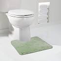 Walensee Bathroom Contour Rug (20x24, Pale Green) Non Slip Bath Mat for Bathroom Water Absorbent Soft Microfiber Shaggy Bathroom Mat Machine Washable Bath Rug for Bathroom U Shape Toilet Rug