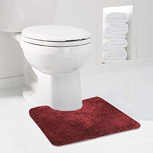 walensee bathroom contour rug 20x24 red non slip bath mat for bathroom water absorbent soft microfiber shaggy bathroom mat machine washable bath rug for bathroom u shape toilet rug