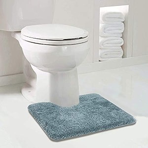 walensee bathroom contour rug 20x24 slate non slip bath mat for bathroom water absorbent soft microfiber shaggy bathroom mat machine washable bath rug for bathroom u shape toilet rug