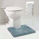 Walensee Bathroom Contour Rug (20x24, Slate) Non Slip Bath Mat for Bathroom Water Absorbent Soft Microfiber Shaggy Bathroom Mat Machine Washable Bath Rug for Bathroom U Shape Toilet Rug