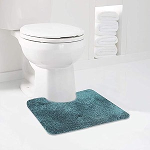 walensee bathroom contour rug 20x24 teal non slip bath mat for bathroom water absorbent soft microfiber shaggy bathroom mat machine washable bath rug for bathroom u shape toilet rug