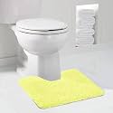 Walensee Bathroom Contour Rug (20x24, Yellow) Non Slip Bath Mat Water Absorbent Soft Microfiber Shaggy Bathroom Mat Machine Washable Bath Rug U Shape Toilet Rug