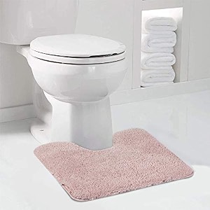 walensee bathroom contour rug non slip bath mat for bathroom water absorbent soft microfiber shaggy bathroom mat machine washable bath rug for bathroom u shape toilet rug 20x24 dusty pink