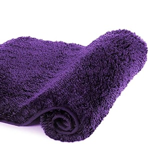 walensee bathroom rug non slip bath mat for bathroom 16 x 24 dark purple water absorbent soft microfiber shaggy bathroom mat machine washable bath rug for bathroom thick plush rugs for shower
