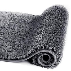 walensee large bathroom rug 24 x 36 dark grey extra soft and absorbent shaggy bathroom mat machine washable microfiber bath mat for bathroom non slip bath mat luxury bathroom floor mats