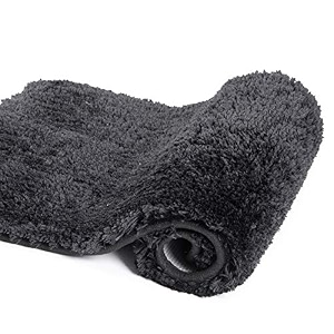 walensee large bathroom rug 24 x 36 black extra soft and absorbent shaggy bathroom mat machine washable microfiber bath mat for bathroom non slip bath mat luxury bathroom floor mats