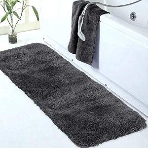 walensee large bathroom rug 24 x 60 dark grey extra soft and absorbent shaggy bathroom mat machine washable microfiber bath mat for bathroom non slip bath mat luxury bathroom floor mats