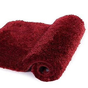 walensee large bathroom rug 24 x 48 red extra soft and absorbent shaggy bathroom mat machine washable microfiber bath mat for bathroom non slip bath mat luxury bathroom floor mats