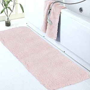 walensee large bathroom rug 24 x 60 blush extra soft and absorbent shaggy bathroom mat machine washable microfiber bath mat for bathroom non slip bath mat luxury bathroom floor mats rubber back