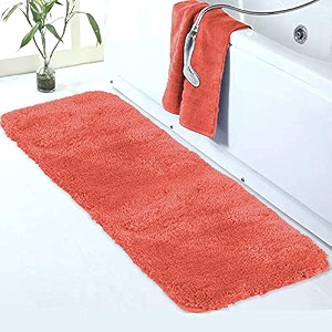 walensee large bathroom rug 24 x 60 iiving coral extra soft and absorbent shaggy bathroom mat machine washable microfiber bath mat for bathroom non slip bath mat luxury bathroom floor mats