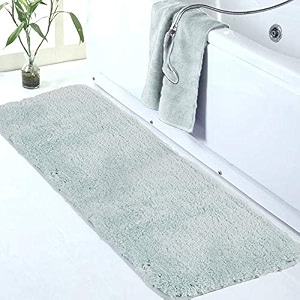 walensee large bathroom rugs 24 x 60 aqua extra soft and absorbent shaggy bathroom mat machine washable microfiber bath mat for bathroom non slip bath mat bathroom floor mats rubber back