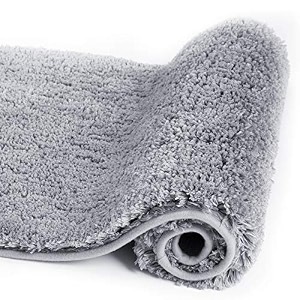 walensee large bathroom rug 24 x 36 grey extra soft and absorbent shaggy bathroom mat machine washable microfiber bath mat for bathroom non slip bath mat luxury bathroom floor mats