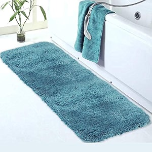 walensee large bathroom rug 24 x 72 teal extra soft and absorbent shaggy bathroom mat machine washable microfiber bath mat for bathroom non slip bath mat luxury bathroom floor mats
