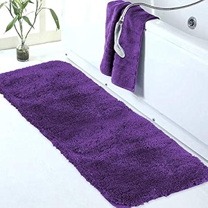 walensee large bathroom rug 24 x 72 dark purple extra soft and absorbent shaggy bathroom mat machine washable microfiber bath mat for bathroom non slip bath mat luxury bathroom floor mats