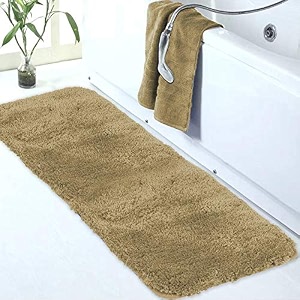 walensee large bathroom rug 24 x 72 sand extra soft and absorbent shaggy bathroom mat machine washable microfiber bath mat for bathroom non slip bath mat luxury bathroom floor mats