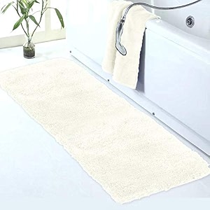 walensee large bathroom rug 24 x 60 ivory extra soft and absorbent shaggy bathroom mat machine washable microfiber bath mat for bathroom non slip bath mat luxury bathroom floor mats