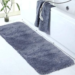 walensee large bathroom rug 24 x 72 blue extra soft and absorbent shaggy bathroom mat machine washable microfiber bath mat for bathroom non slip bath mat luxury bathroom floor mats