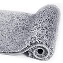 Walensee Bathroom Rug Non Slip Bath Mat for Bathroom (50x80cm, Dark Grey) Water Absorbent Soft Microfiber Shaggy Bathroom Mat Machine Washable Bath Rug for Bathroom Thick Plush Rugs for Shower