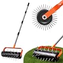 Walensee Rolling Lawn Aerator, Heavy Duty Manual Aerator with 42 Spikes