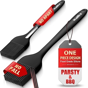 walfos silicone basting pastry brush heat resistant pastry brush set strong steel core and one-pieces design perfect for bbq grill baking kitchen cooking bpa free and dishwasher safe 2 pcs