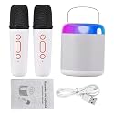 Walfront Karaoke Machine Portable Karaoke Mic Speaker Microphone Sound Box Set BT5.3 Connection for Home Party KTV Singing (White)