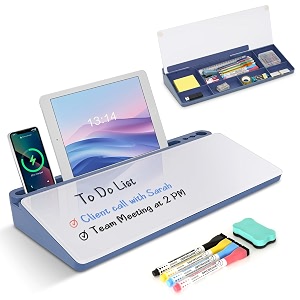 walglass glass desktop whiteboard with storage desk white board with computer keyboard standwhite dry erase board with drawers for homeschooloffice - blue