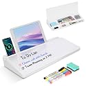 WALGLASS Glass Desktop Whiteboard for Storage Desk Supplies, Deskboard Buddy with Computer Keyboard Stand, White Dry Erase Board with Drawers for Home, School, Office Desk Organizers and Accessories