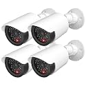 WALI Fake Security Camera with Flashing Red Light, 4 Pack, White（TC-W4）