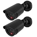 WALI Fake Security Camera with Flashing Red Light, 2 Pack, Black（TC-B2）
