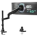 WALI Heavy Duty Monitor Arm Desk Mount for 13-43 Inch Ultrawide Screens, Single Monitor Arm with Full Motion Tilt, Swivel, Rotation, Holds up to 44 lbs, C-Clamp Mount for VESA 75/100mm (GSDM001-P)