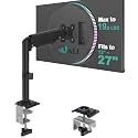 WALI Single Monitor Arm Mount for 13-27 inch Screens, Single Monitor Stand with Full Motion Tilt Swivel Rotation, Holds 19.8 lbs, VESA 75/100, C-Clamp &amp; Grommet Mount (GSDM001S)