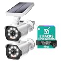 WALI Solar Powered Fake Camera with Motion Sensor Floodlight, 2 Pack, White