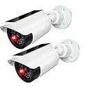 WALI Solar Powered Fake Camera with Red Light, 2 Pack, White (SOLTC-W2)