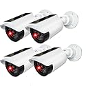 WALI Solar Powered Fake Camera with Red Light, 4 Pack, White (SOLTC-W4)