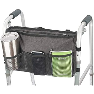 walker bag hand free storage bag walker attachment handicap basket pouch for rollator wheelchair folding walkers black-style 2